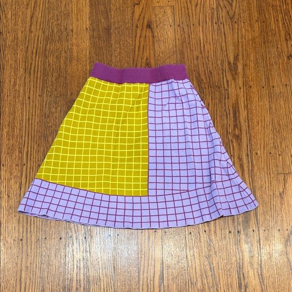 Other - Gorgeous Purple & Yellow Grid Print Knit Skater Skirt – Girls 110/5 – European